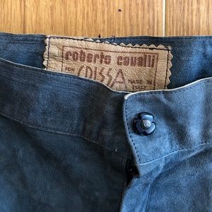 Blue Roberto Cavalli 100% Leather Pants